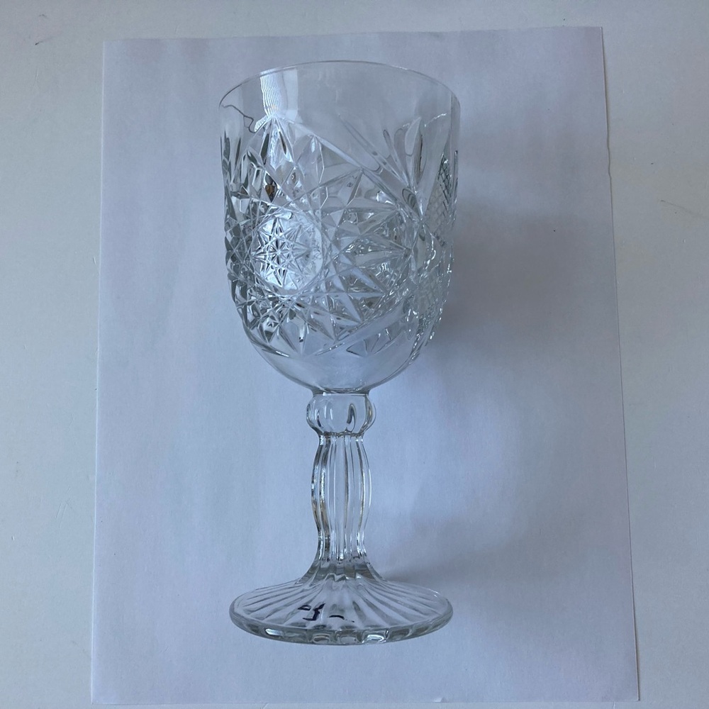 Libbey Hobstar Double Old Fashioned Glass Star Vintage Water Goblet 7 1/4”